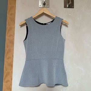 Never worn H&M Black and White Peplum Top w Zipper